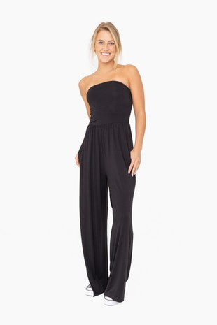 Strapless Flared Lounge Jumpsuit - Mono B